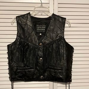 Leather fringe vest